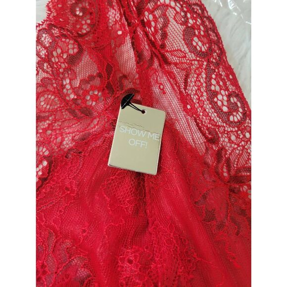 Marilyn Monroe Lacey Red Deep Plunge Intimates BodySuit Size M NEW - Picture 7 of 10